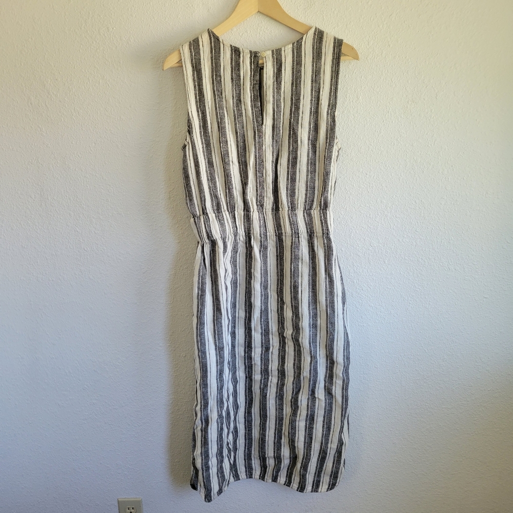 LOFT Ann Taylor Striped Linen Midi Dress Womens Size 10T - Picture 8 of 11